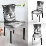Monochrome Watercolor White Tiger Print Dining Chair Slipcover