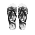 Monochrome Watercolor White Tiger Print Flip Flops