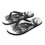 Monochrome Watercolor White Tiger Print Flip Flops