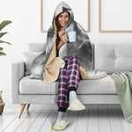 Monochrome Watercolor White Tiger Print Hooded Blanket