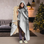 Monochrome Watercolor White Tiger Print Hooded Blanket