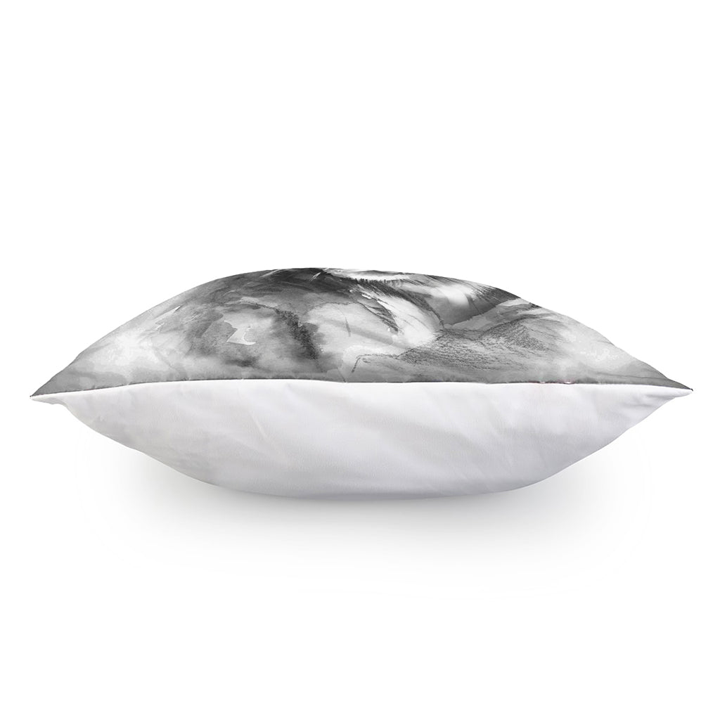 Monochrome Watercolor White Tiger Print Pillow Cover