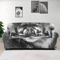 Monochrome Watercolor White Tiger Print Sofa Cover