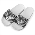 Monochrome Watercolor White Tiger Print White Slide Sandals