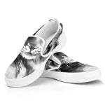 Monochrome Watercolor White Tiger Print White Slip On Shoes