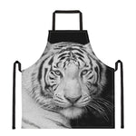 Monochrome White Bengal Tiger Print Apron