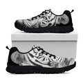 Monochrome White Bengal Tiger Print Black Running Shoes