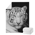 Monochrome White Bengal Tiger Print Blanket
