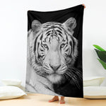 Monochrome White Bengal Tiger Print Blanket