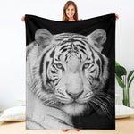 Monochrome White Bengal Tiger Print Blanket