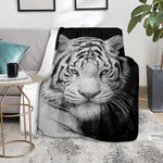 Monochrome White Bengal Tiger Print Blanket