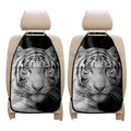 Monochrome White Bengal Tiger Print Car Seat Organizers