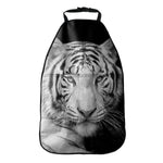 Monochrome White Bengal Tiger Print Car Seat Organizers