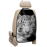 Monochrome White Bengal Tiger Print Car Seat Organizers