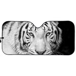 Monochrome White Bengal Tiger Print Car Sun Shade