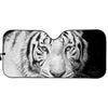 Monochrome White Bengal Tiger Print Car Sun Shade