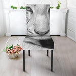 Monochrome White Bengal Tiger Print Dining Chair Slipcover