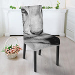 Monochrome White Bengal Tiger Print Dining Chair Slipcover