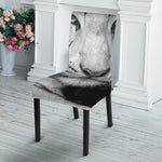 Monochrome White Bengal Tiger Print Dining Chair Slipcover