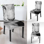 Monochrome White Bengal Tiger Print Dining Chair Slipcover
