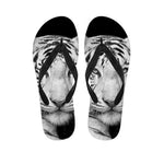 Monochrome White Bengal Tiger Print Flip Flops