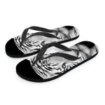 Monochrome White Bengal Tiger Print Flip Flops