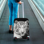 Monochrome White Bengal Tiger Print Luggage Cover