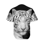 Monochrome White Bengal Tiger Print Men's Baseball Jersey