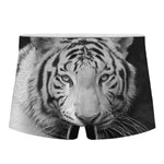 Monochrome White Bengal Tiger Print Men's Boxer Briefs