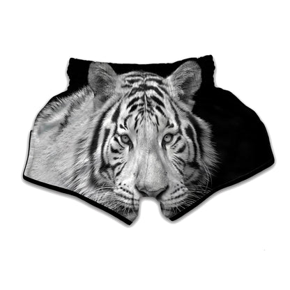 Monochrome White Bengal Tiger Print Muay Thai Boxing Shorts