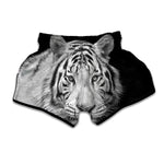 Monochrome White Bengal Tiger Print Muay Thai Boxing Shorts