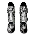 Monochrome White Bengal Tiger Print Muay Thai Shin Guards