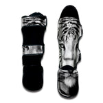 Monochrome White Bengal Tiger Print Muay Thai Shin Guard