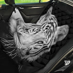 Monochrome White Bengal Tiger Print Pet Car Back Seat Cover
