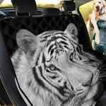 Monochrome White Bengal Tiger Print Pet Car Back Seat Cover