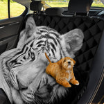 Monochrome White Bengal Tiger Print Pet Car Back Seat Cover