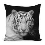 Monochrome White Bengal Tiger Print Pillow Cover