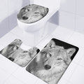 Monochrome Wolf Print 3 Piece Bath Mat Set