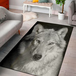 Monochrome Wolf Print Area Rug