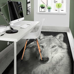 Monochrome Wolf Print Area Rug