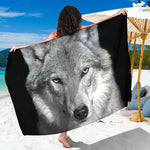 Monochrome Wolf Print Beach Sarong Wrap