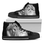 Monochrome Wolf Print Black High Top Shoes