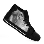 Monochrome Wolf Print Black High Top Shoes