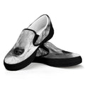 Monochrome Wolf Print Black Slip On Sneakers