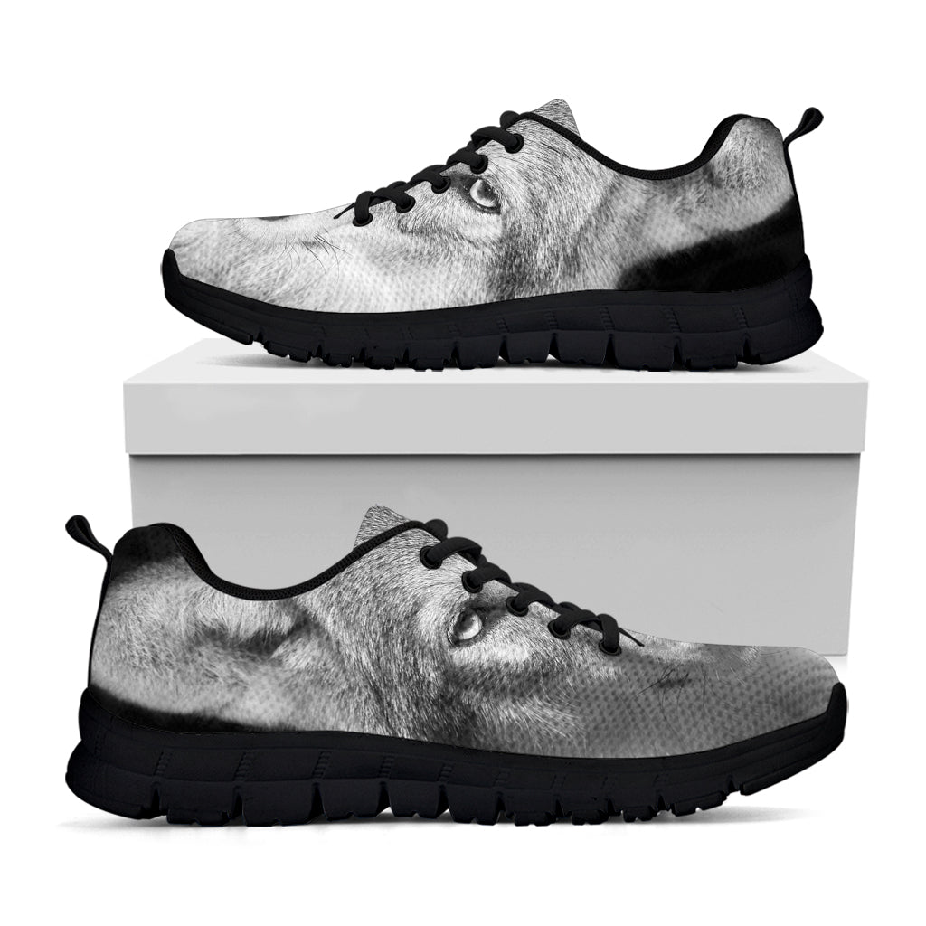 Monochrome Wolf Print Black Sneakers
