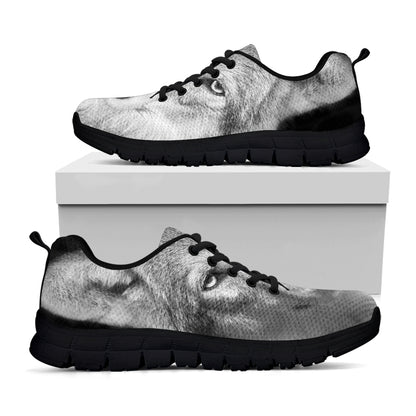 Monochrome Wolf Print Black Sneakers