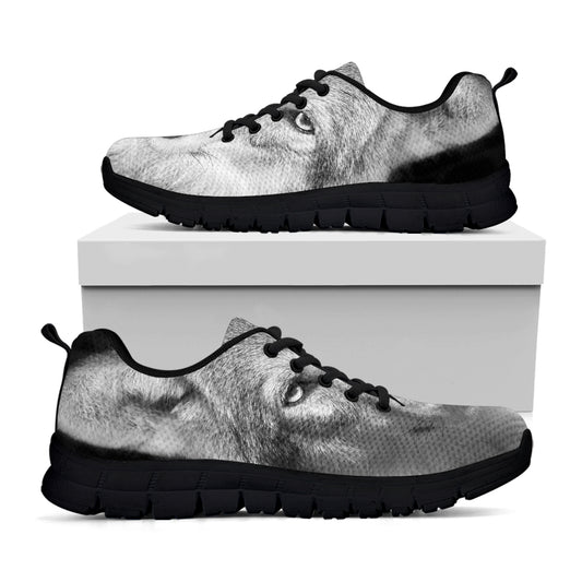 Monochrome Wolf Print Black Sneakers