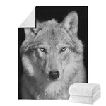 Monochrome Wolf Print Blanket