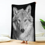 Monochrome Wolf Print Blanket