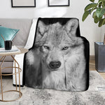 Monochrome Wolf Print Blanket